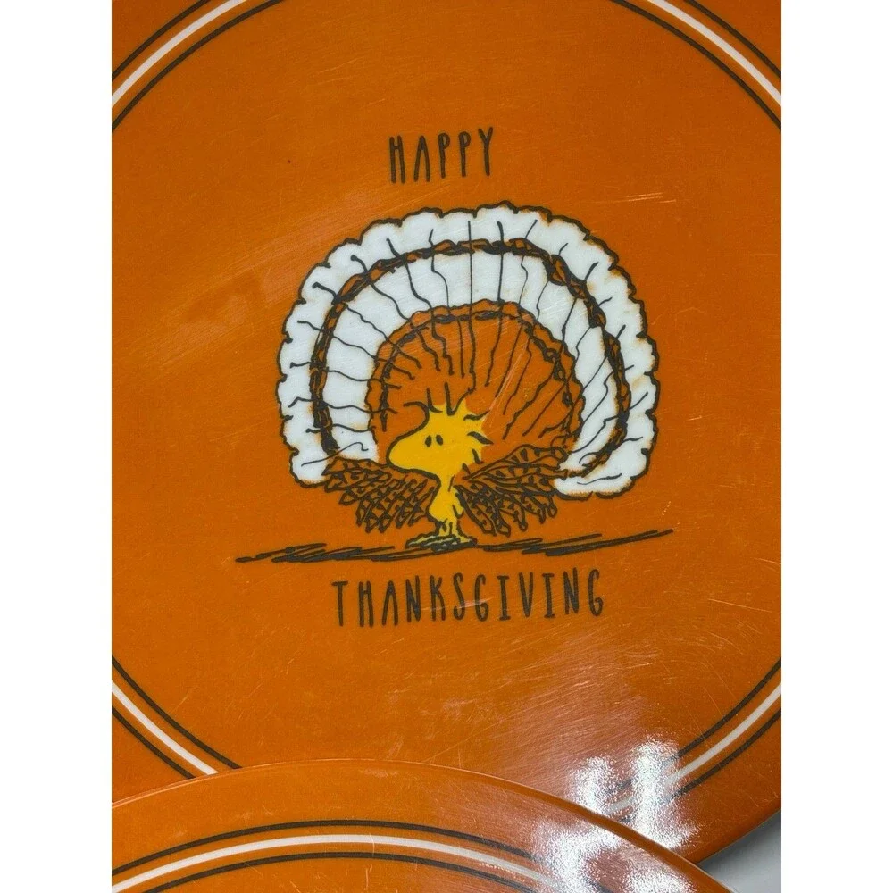 Pottery Barn Kids Peanuts Thanksgiving Plates & Chargers Set 4 Woodstock Turkey